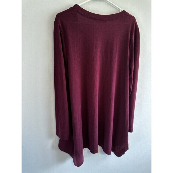 Soft Surroundings Womens Top Size Large Burgundy Long Sleeve - Picture 7 of 11